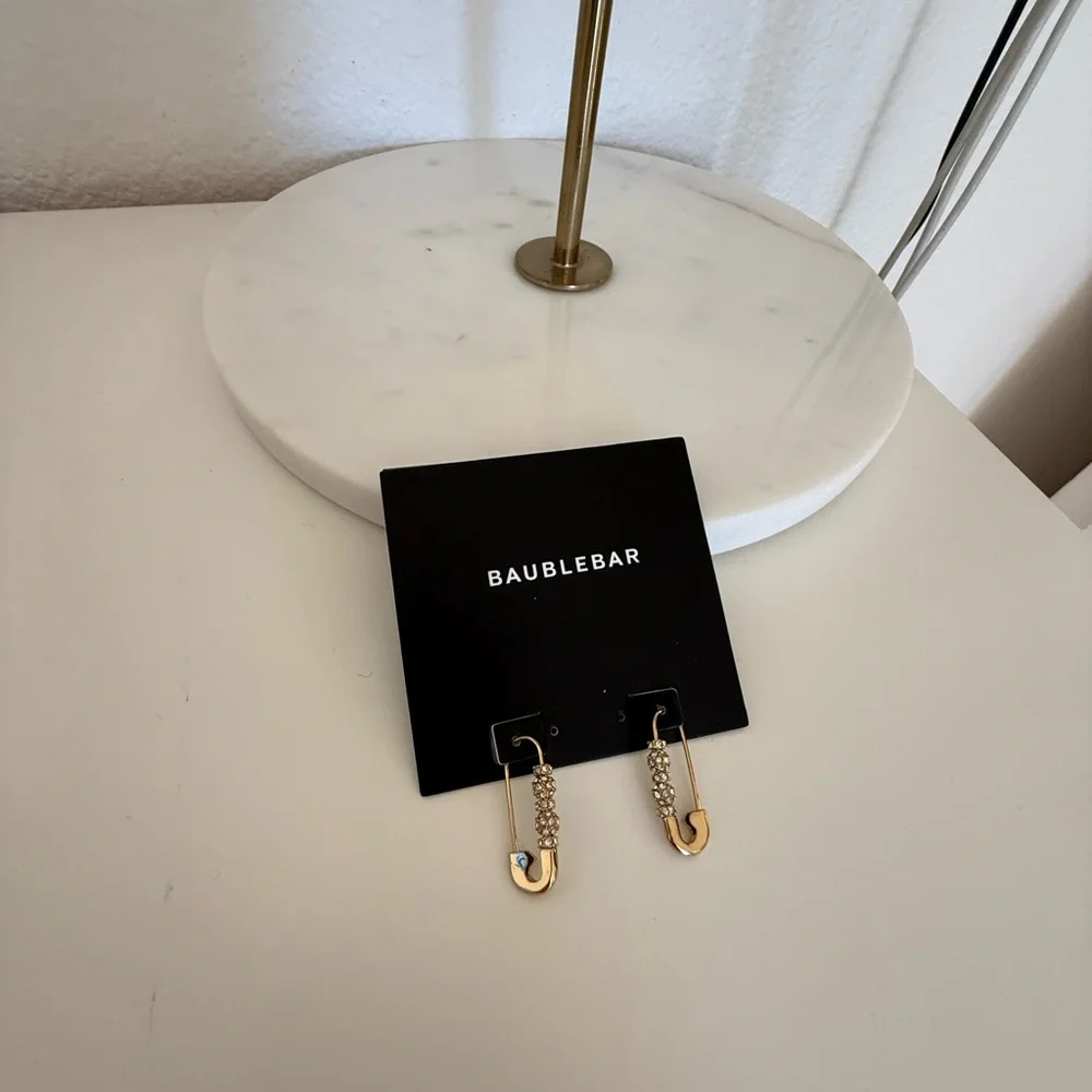 BaubleBar Gold and Silver Safety pin Earrings